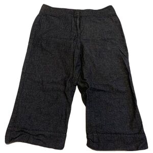 Dalia Collection Wide-Leg Cropped Culotte Pants - Gray Denim - Size 6